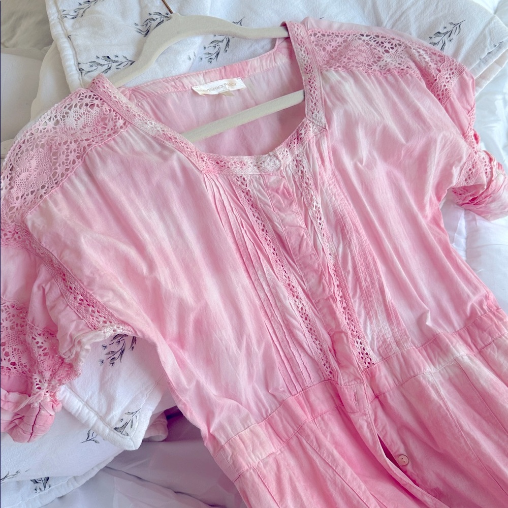 SALE Loveshackfancy EDDIE Pink Lace Maxi Dress
